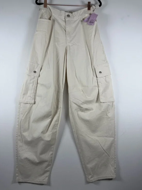 Wild Fable Women's Mid-Rise Barrel Cargo Pants Dog Bone - S - Picture 7 of 10